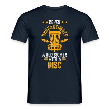 Old Women Disc Golf Vintage Ultimate Frisbee - Men's T-Shirt - navy - Front - AI Model Male 178 light (178cm)