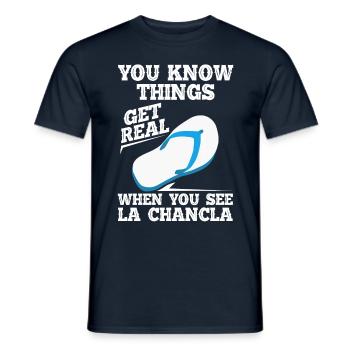 Sie Sehen La Chancla Spanisch Mexikanisches - Männer T-Shirt - Navy - Vorne - AI Model Male 178 light (178cm)