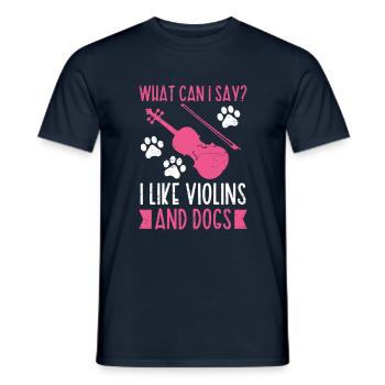Ich Mag Geigen Und Hunde Geigenmusiker Musik - Männer T-Shirt - Navy - Vorne - AI Model Male 178 light (178cm)