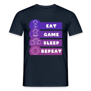 Eat Game Sleep Repeat - Men's T-Shirt - navy - Front - AI Model Male 178 light (178cm)