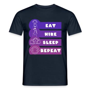 Manger Randonnée Sommeil Répéter - T-shirt homme - marine - Devant - AI Model Male 178 light (178cm)