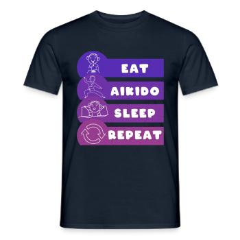 Manger Aikido Sommeil Répéter - T-shirt homme - marine - Devant - AI Model Male 178 light (178cm)