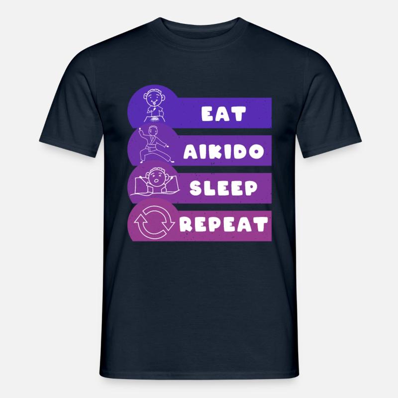 Eat Aikido Sleep Repeat - Männer T-Shirt - Navy