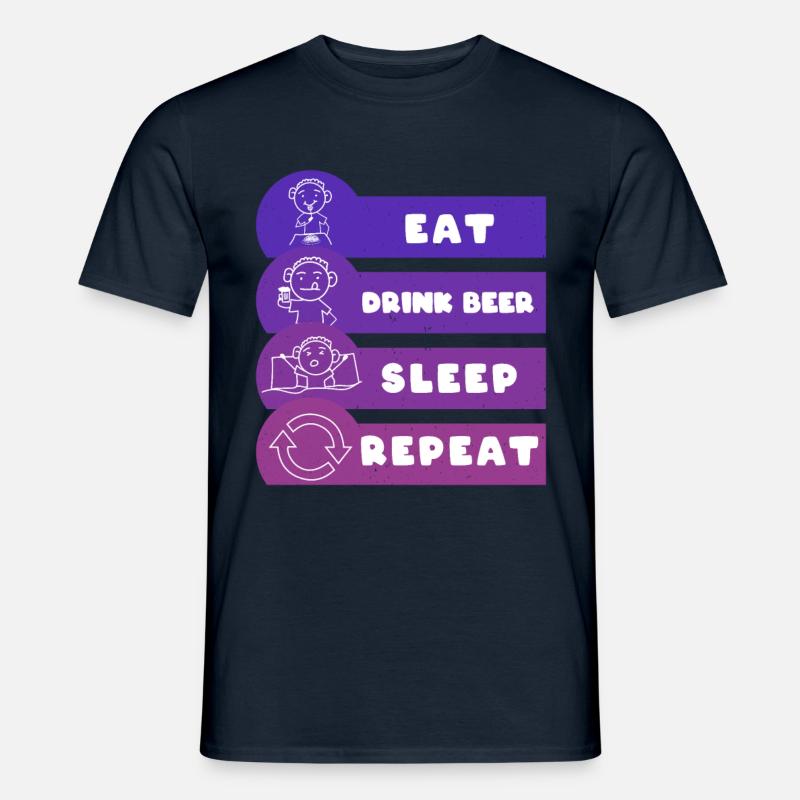 Eat Beer Sleep Repeat - Männer T-Shirt - Navy