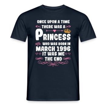 Il était une fois une princesse. Naissance en mars 1996 - T-shirt homme - marine - Devant - AI Model Male 178 light (178cm)