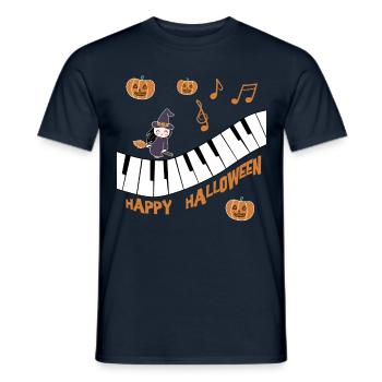 Black Witch with Witch Hat Pumpkin Wishes Happy Ha - Men's T-Shirt - navy - Front - AI Model Male 178 light (178cm)