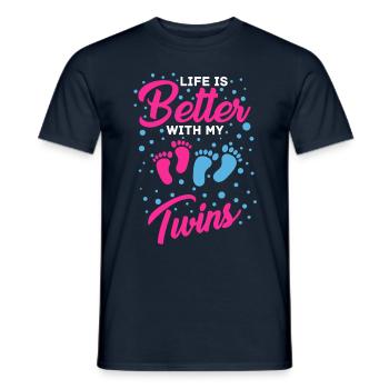Life Better With Twins Mom - Männer T-Shirt - Navy - Vorne - AI Model Male 178 light (178cm)