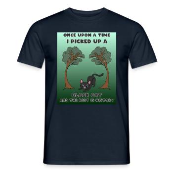 Il était une fois un chat noir que j’ai ramassé le reste - T-shirt homme - marine - Devant - AI Model Male 178 light (178cm)
