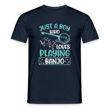 Garçon qui aime jouer du banjo Musicien Guitare - T-shirt homme - marine - Devant - AI Model Male 178 light (178cm)