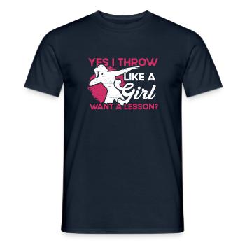Ich Werfe Wie Ein Mädchen - Männer T-Shirt - Navy - Vorne - AI Model Male 178 light (178cm)