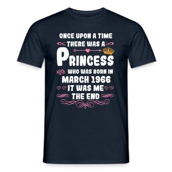Il était une fois une princesse. Mars 1966 Naissance - T-shirt homme - marine - Devant - AI Model Male 178 light (178cm)