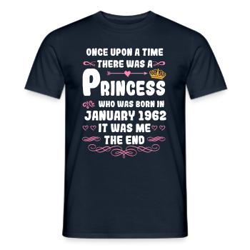 Es war einmal eine Prinzessin. Januar 1962 Geburts - Männer T-Shirt - Navy - Vorne - AI Model Male 178 light (178cm)