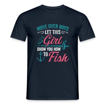 Fishing Girls Rod Fisher Fish Fisherman Fishing - Men's T-Shirt - navy - Front - AI Model Male 178 light (178cm)