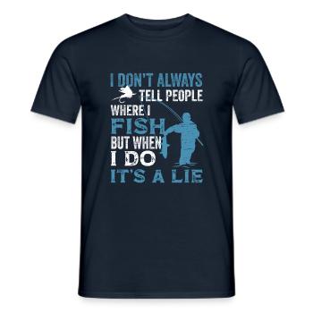 Wo Ich Fische Rod Fisher Fish Fisherman Funny - Männer T-Shirt - Navy - Vorne - AI Model Male 178 light (178cm)