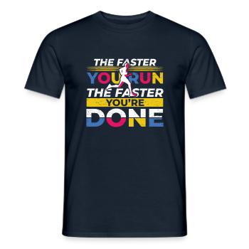 Plus vite vous courez Athlétisme coureurs - T-shirt homme - marine - Devant - AI Model Male 178 light (178cm)