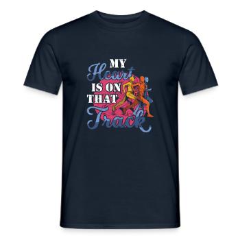 Mein Herz Ist Auf Dieser Strecke Läufer - Männer T-Shirt - Navy - Vorne - AI Model Male 178 light (178cm)