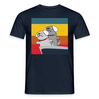 Chien mignon dans Titanic Pose Puppies - T-shirt homme - marine - Devant - AI Model Male 178 light (178cm)