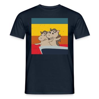 poulain de cheval mignon dans Titanic pose cheval mignon - T-shirt homme - marine - Devant - AI Model Male 178 light (178cm)