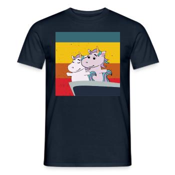 niedliche Einhörner in Titanic Pose süße Pferdchen - Männer T-Shirt - Navy - Vorne - AI Model Male 178 light (178cm)