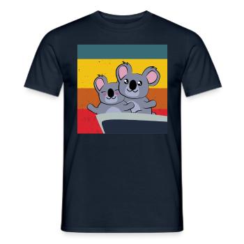 koalas mignons dans la pose du Titanic - T-shirt homme - marine - Devant - AI Model Male 178 light (178cm)