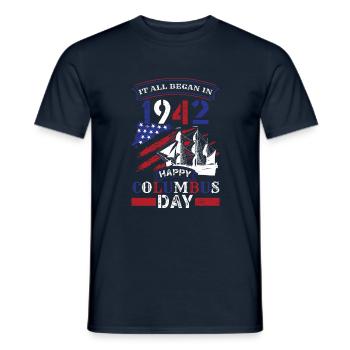 Columbus Day 1942 Amerikanischer Italiener - Männer T-Shirt - Navy - Vorne - AI Model Male 178 light (178cm)