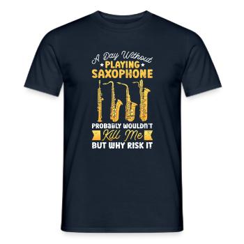 Ohne Saxophon Jazzmusiker Zu Spielen - Männer T-Shirt - Navy - Vorne - AI Model Male 178 light (178cm)