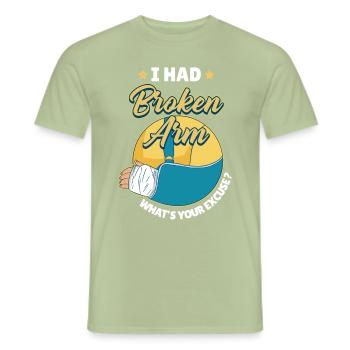 J’ai eu une fracture - T-shirt homme - vert sauge - Devant - AI Model Male 178 light (178cm)
