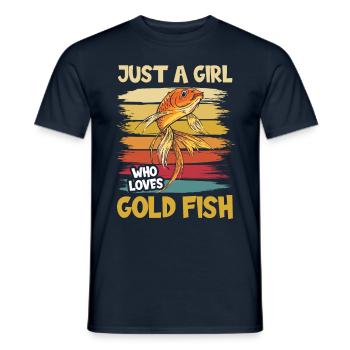 Fille qui aime la carpe poisson rouge Japon - T-shirt homme - marine - Devant - AI Model Male 178 light (178cm)