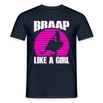 Braap Like A Girl Snowmobile Snowmobile - Men's T-Shirt - navy - Front - AI Model Male 178 light (178cm)