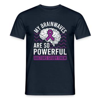 Ondes cérébrales Cerveau Ruban violet Épileptique - T-shirt homme - marine - Devant - AI Model Male 178 light (178cm)