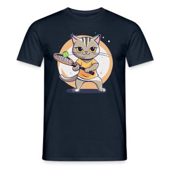 Tennis Kinder Katze I lustige Tiere | Sport | Kät - Männer T-Shirt - Navy - Vorne - AI Model Male 178 light (178cm)
