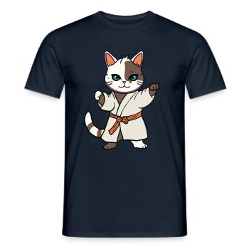 Karate Cat I Funny Animals | Sports | Kitten - Men's T-Shirt - navy - Front - AI Model Male 178 light (178cm)
