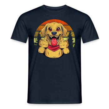 Funny dog showing the middle finger - Men's T-Shirt - navy - Front - AI Model Male 178 light (178cm)