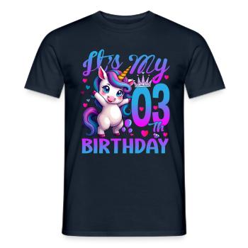 3. Geburtstag Einhorn Es ist mein 3. Geburtstag - Männer T-Shirt - Navy - Vorne - AI Model Male 178 light (178cm)