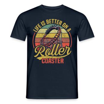 Vintage Rollercoaster Crew I Famille Roller Coaster - T-shirt homme - marine - Devant - AI Model Male 178 light (178cm)