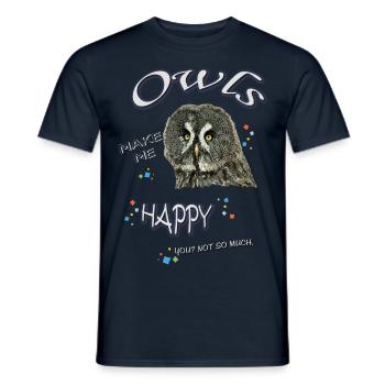 owl - Men's T-Shirt - navy - Front - AI Model Male 178 light (178cm)