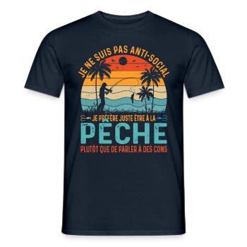 je ne suis pas antisocial cadeau pecheur - T-shirt homme - marine - Devant - AI Model Male 178 light (178cm)