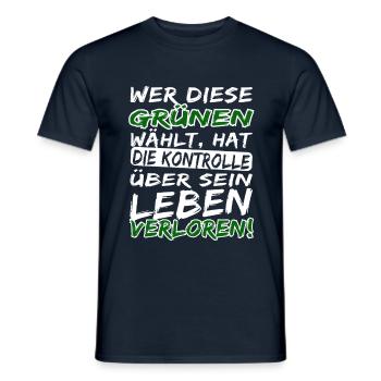 Wer die Grünen wählt - Witze Grüne lustige Sprüche - Männer T-Shirt - Navy - Vorne - AI Model Male 178 light (178cm)