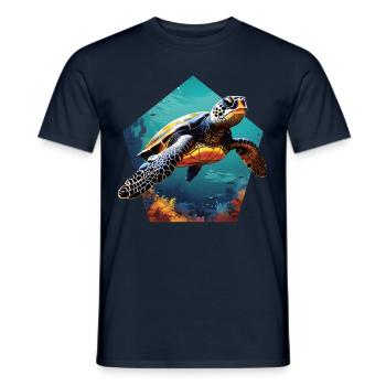 Turtle 3D Optics Sea Turtle in the Sea - Men's T-Shirt - navy - Front - AI Model Male 178 light (178cm)