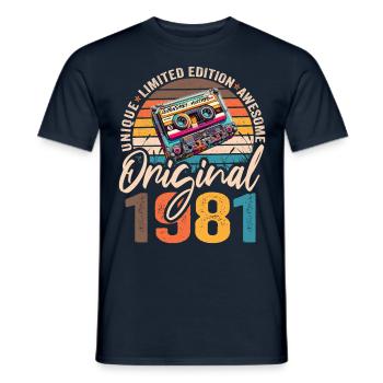 Vintage Born 1981 Birthday Original 1981 - Men's T-Shirt - navy - Front - AI Model Male 178 light (178cm)