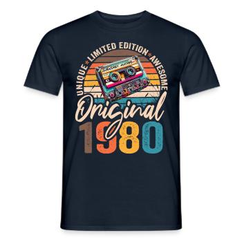 Vintage geboren 1980 Geburtstag Original 1980 - Männer T-Shirt - Navy - Vorne - AI Model Male 178 light (178cm)
