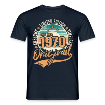 Millésime 1970 54e anniversaire Original 1970 - T-shirt homme - marine - Devant - AI Model Male 178 light (178cm)