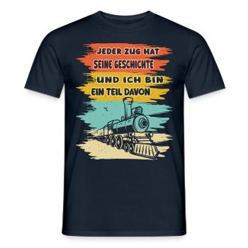 Eisenbahn JEDER ZUG HAT SEINE GESCHICHTE - Männer T-Shirt - Navy - Vorne - AI Model Male 178 light (178cm)