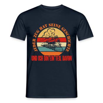 Eisenbahn JEDER ZUG HAT SEINE GESCHICHTE - Männer T-Shirt - Navy - Vorne - AI Model Male 178 light (178cm)