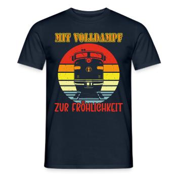 EISENBAHN MIT VOLLDAMPF ZUR FRÖHLICHKEIT - Männer T-Shirt - Navy - Vorne - AI Model Male 178 light (178cm)