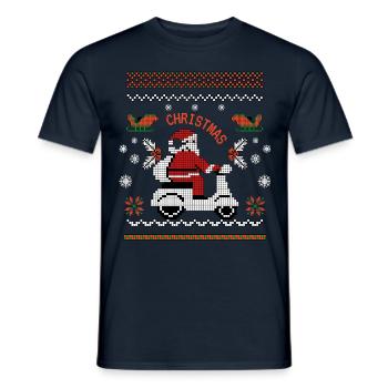 Retro Pixel Santa auf Scooter Weihnachten - Männer T-Shirt - Navy - Vorne - AI Model Male 178 light (178cm)