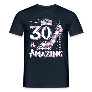 Stylish shoe design for women's 30th birthday - Men's T-Shirt - navy - Front - AI Model Male 178 light (178cm)