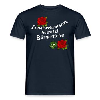 Homme pompier va se marier, mariage, chemise de mariée 112 - T-shirt homme - marine - Devant - AI Model Male 178 light (178cm)