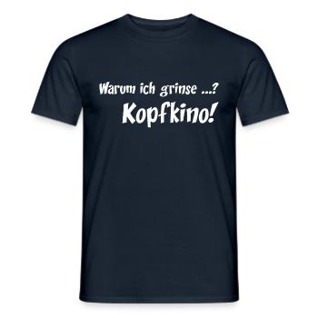 Why am I smiling? Kopfkino! White - Men's T-Shirt - navy - Front - AI Model Male 178 light (178cm)