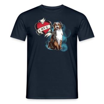 Australian Shepherd, Love Heart, Dog Fan, Gift - Men's T-Shirt - navy - Front - AI Model Male 178 light (178cm)